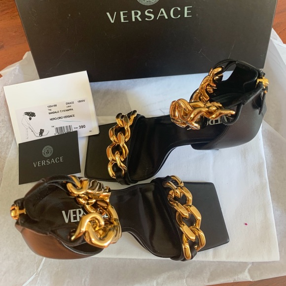 Gorgeous Versace Medusa Chain Heels Sandals - Picture 7 of 7